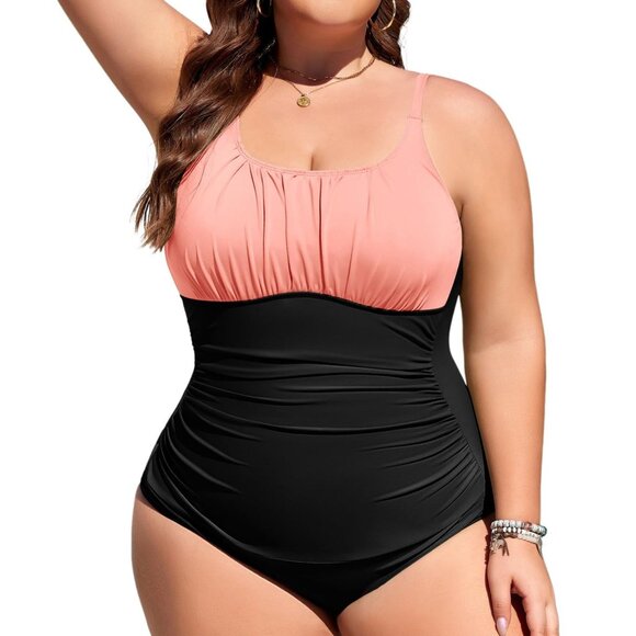 Tummy Control Ruched Full Coverage Cute Swimsuit Modest Size 3XL NWT #2141 - Picture 1 of 1